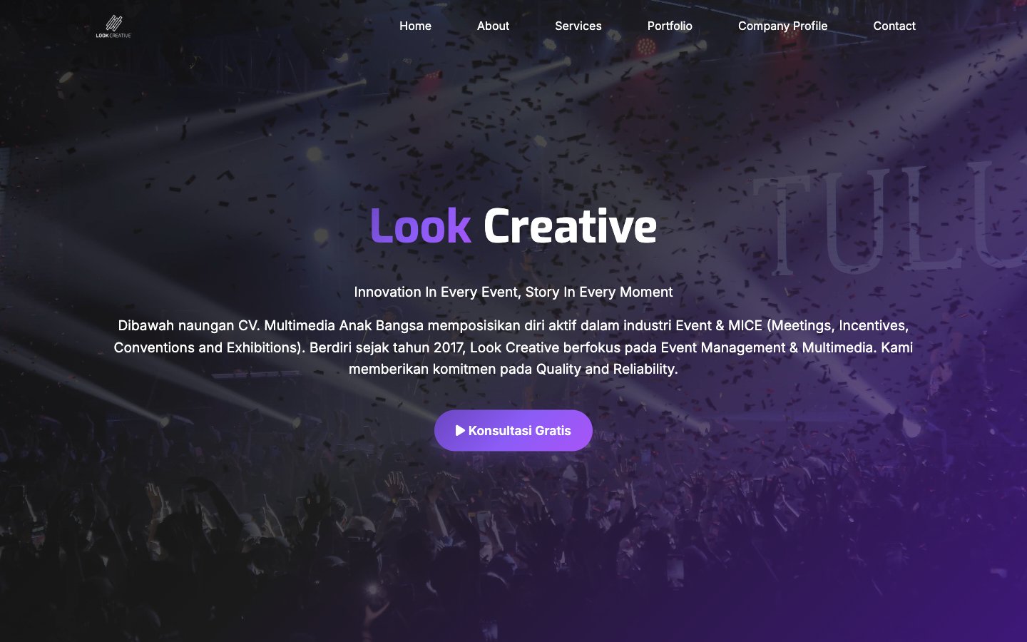 Look Creative website preview, a MICE event organiser in Surakarta